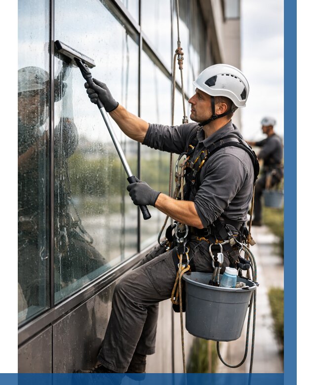 Мойка стеклянных фасадов в Чусовой от 209 р. | ВЫСОТНИК-Чсв