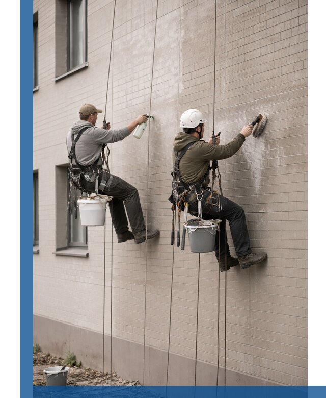 Удаление высолов с фасада зданий в Чусовой без повреждений и следов