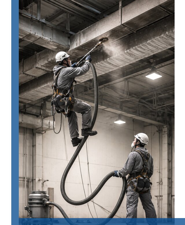 Обеспыливание потолочных конструкций в Чусовой промышленным альпинизмом