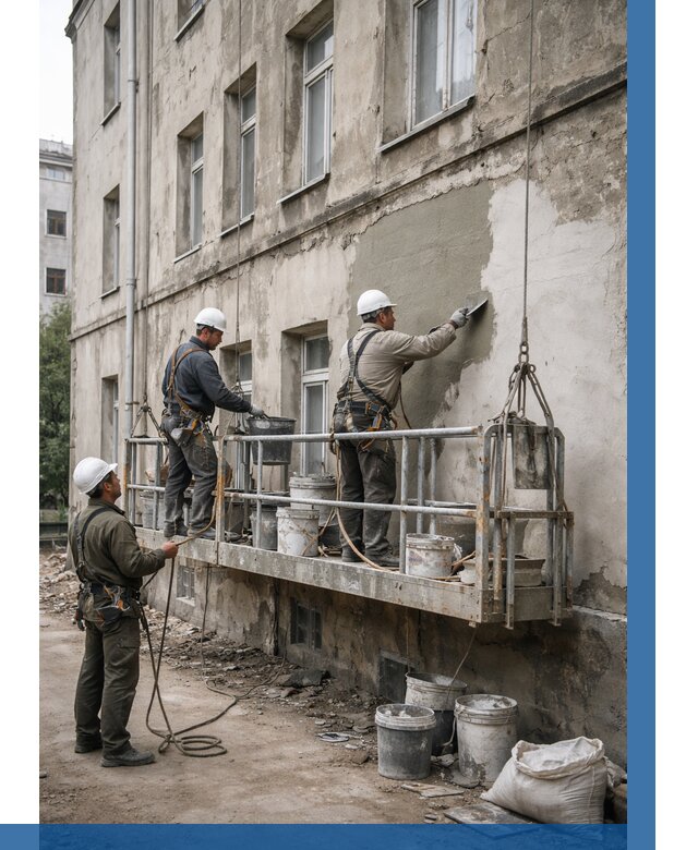 Капитальный ремонт фасада в Чусовой от 4388 р. | ВЫСОТНИК-Чсв