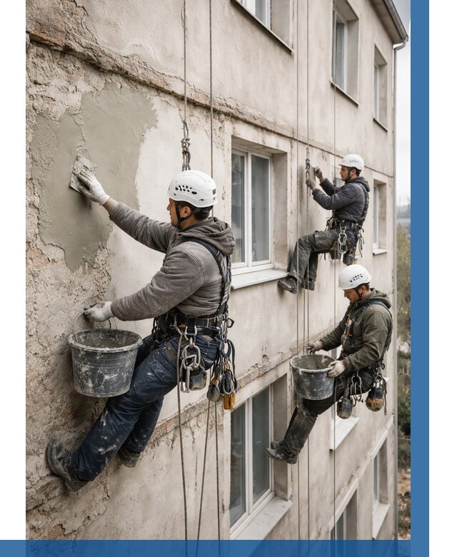 Ремонт штукатурного фасада в Чусовой от 784 р. под ключ | ВЫСОТНИК-Чсв