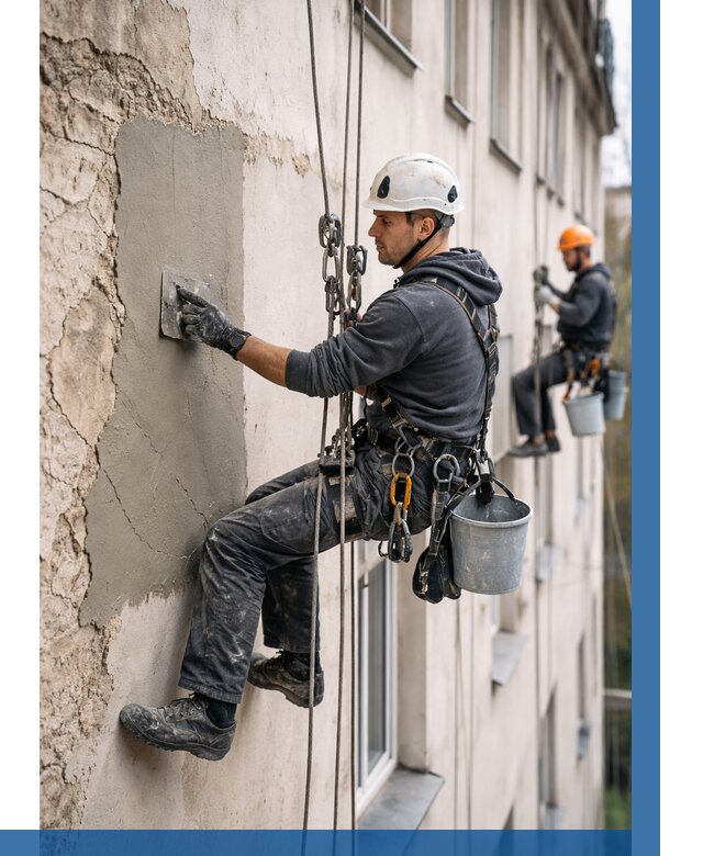 Восстановление штукатурки фасада в Чусовой от 1254 р. | ВЫСОТНИК-Чсв