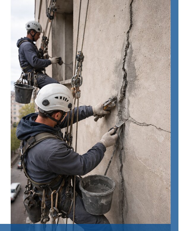 Заделка трещин на фасаде в Чусовой от 940 р. | ВЫСОТНИК-Чсв