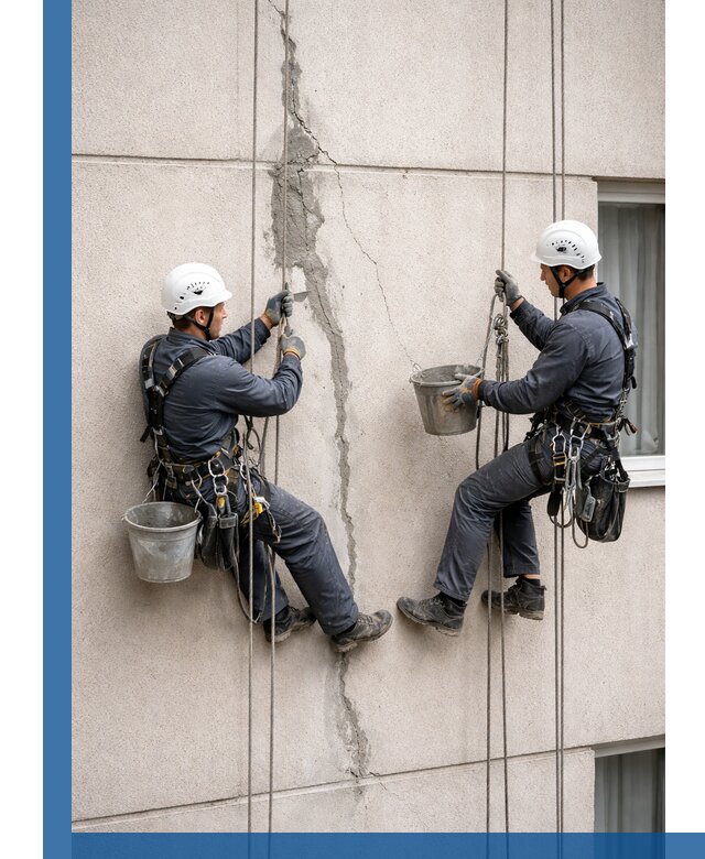 Заделка трещин на фасаде в Чусовой с гарантийным ремонтом