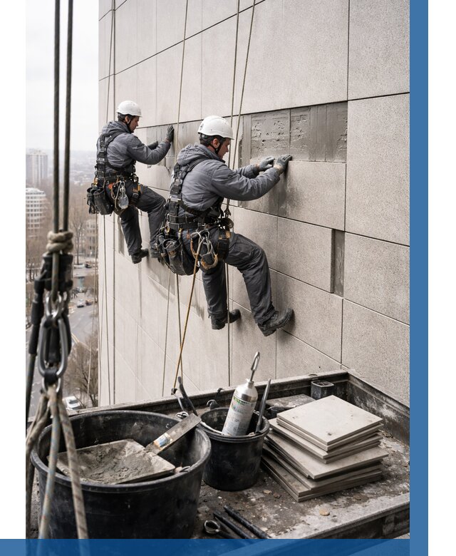 Ремонт фасада из керамогранита в Чусовой от 2612 р. | ВЫСОТНИК-Чсв