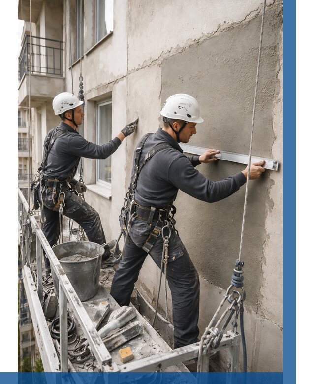 Штукатурка фасада на высоте в Чусовой от 940 р. | ВЫСОТНИК-Чсв