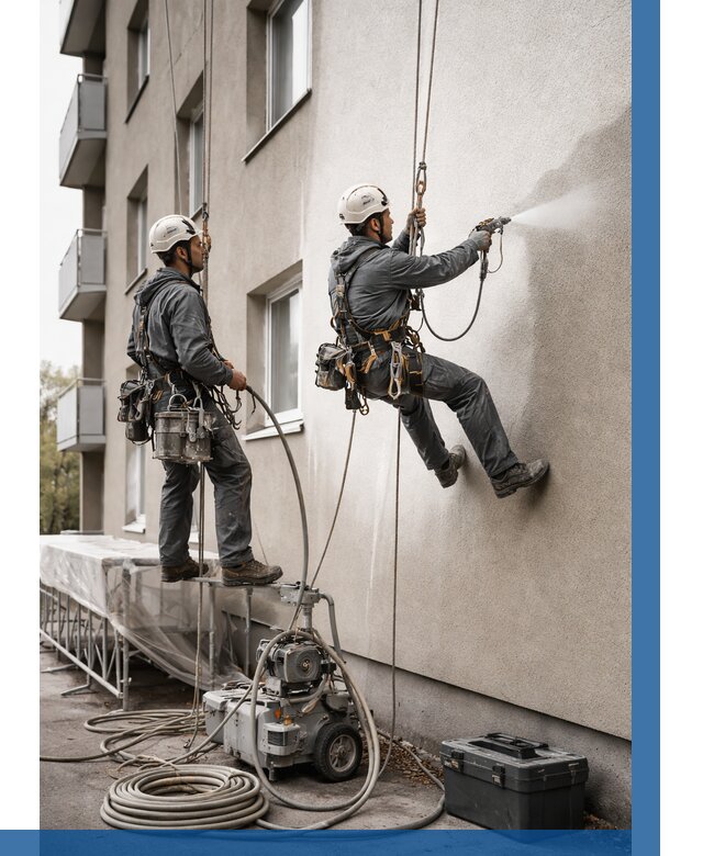 Безвоздушная покраска фасада в Чусовой от 230 р/м² | ВЫСОТНИК-Чсв