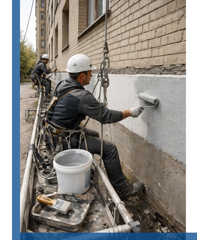Окраска цоколя здания в Чусовой профессионально и надежно