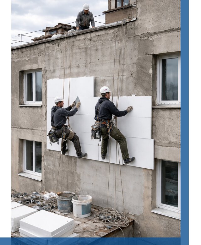 Утепление фасада пенополистиролом в Чусовой от 1881 р. | ВЫСОТНИК-Чсв