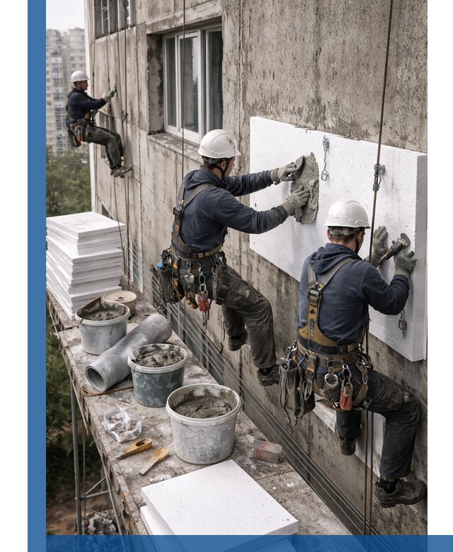 Утепление фасада пенополистиролом в Чусовой под ключ