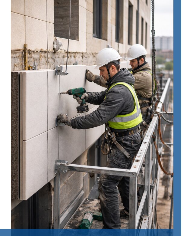 Монтаж фасадных термопанелей в Чусовой от 1567 р. | ВЫСОТНИК-Чсв