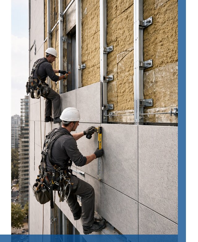 Монтаж вентилируемого фасада в Чусовой от 3657 р. | ВЫСОТНИК-Чсв