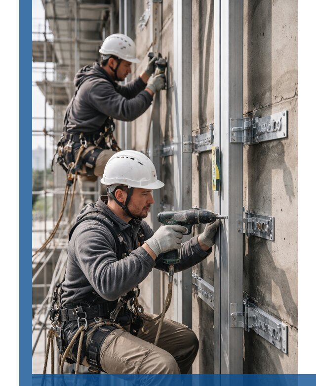 Монтаж и крепление подсистемы вентфасада в Чусовой