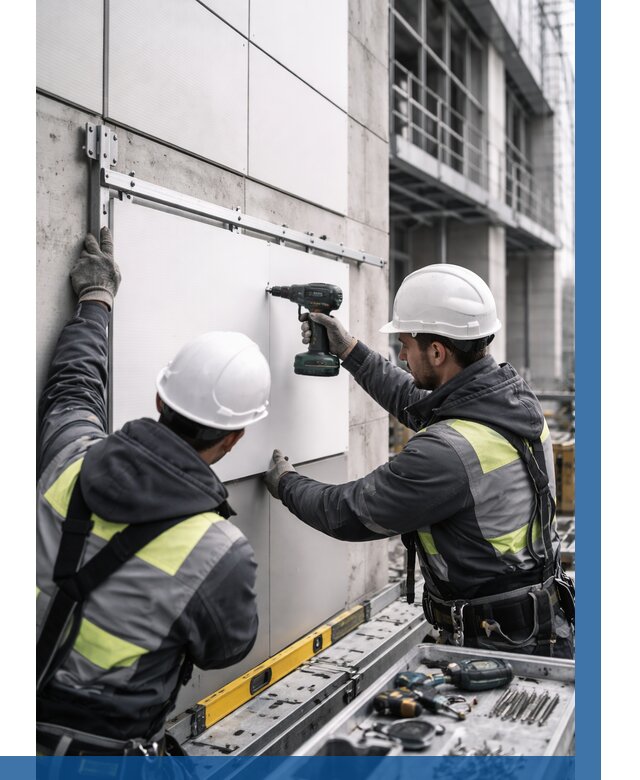 Монтаж композитных панелей фасада в Чусовой от 2612 р. | ВЫСОТНИК-Чсв