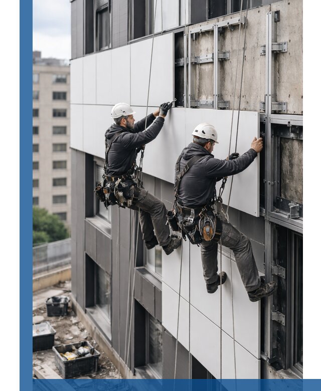 Монтаж композитных панелей фасада в Чусовой под ключ