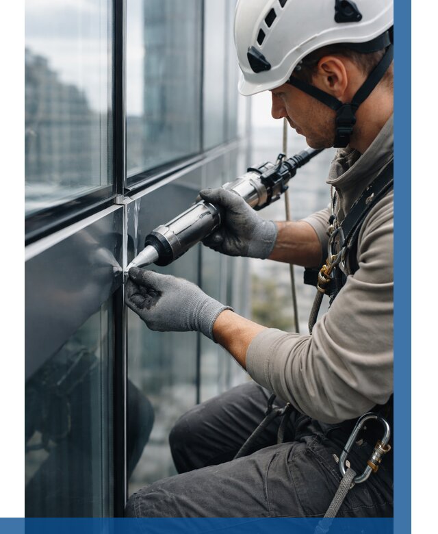 Герметизация стыков витража в Чусовой от 1254 р. | ВЫСОТНИК-Чсв