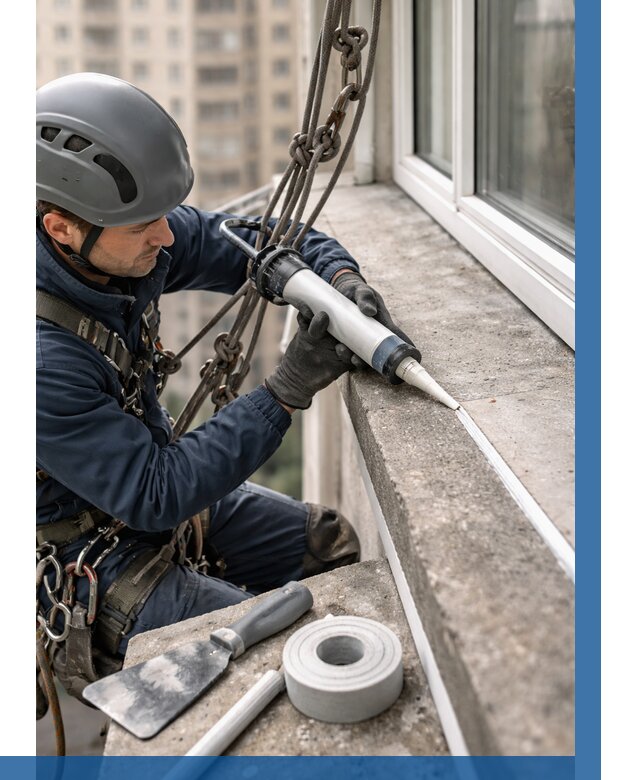 Герметизация балконного козырька в Чусовой от 4702 р. | ВЫСОТНИК-Чсв