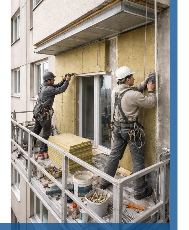 Утепление балкона снаружи в Чусовой от 1672 р. под ключ ВЫСОТНИК-Чсв