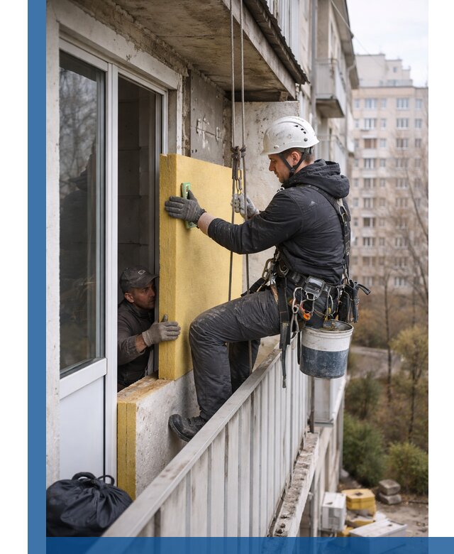 Профессиональное утепление балкона снаружи в Чусовой под ключ