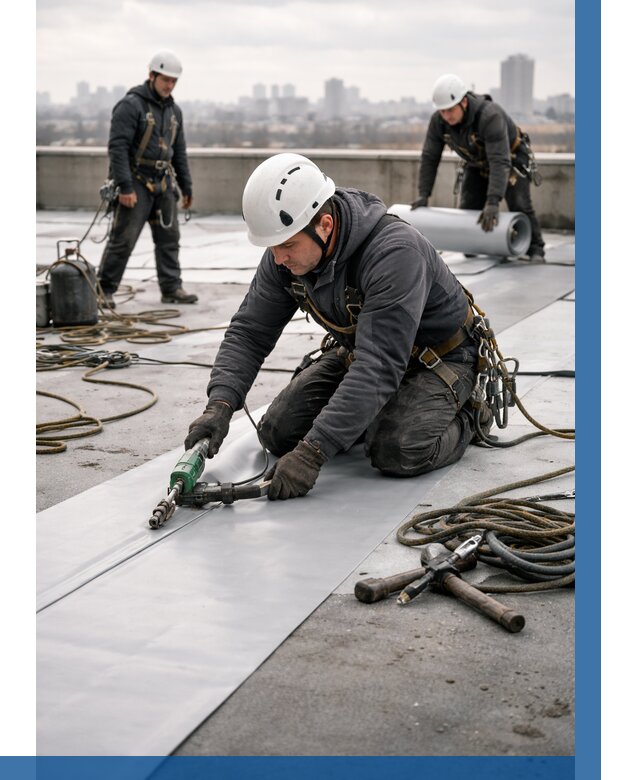 Ремонт мембранной кровли в Чусовой от 1881 р./м2 | ВЫСОТНИК-Чсв