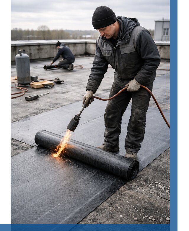 Ремонт наплавляемой кровли в Чусовой от 731 р. | ВЫСОТНИК-Чсв