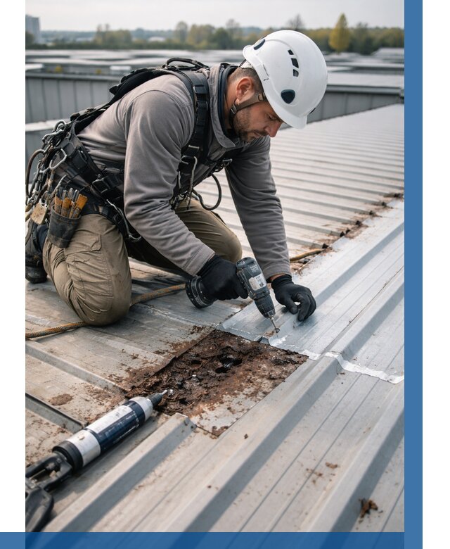 Ремонт профнастила на кровле в Чусовой от 731 р. | ВЫСОТНИК-Чсв