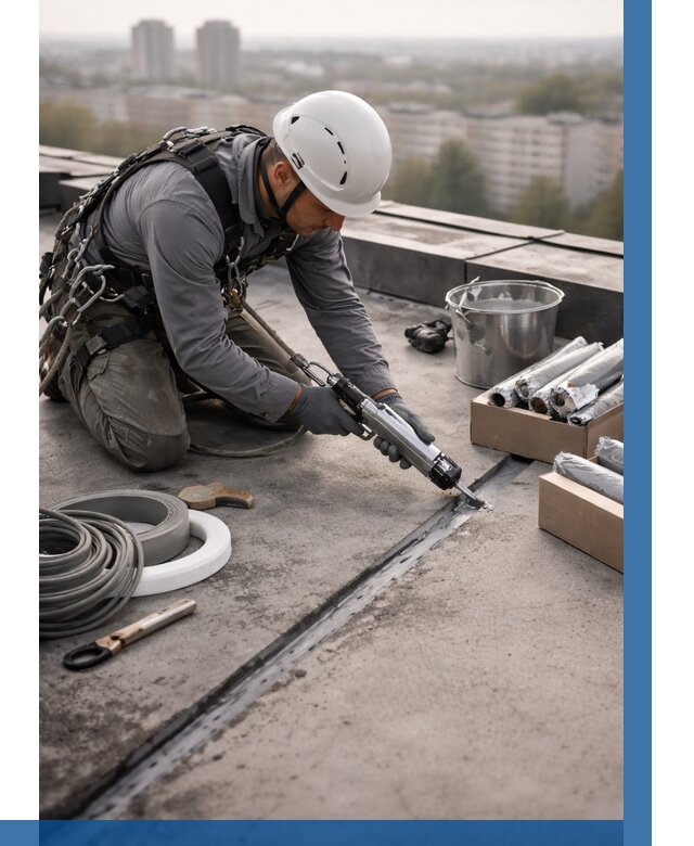 Герметизация швов кровли в Чусовой от 470 р./м2 | ВЫСОТНИК-Чсв