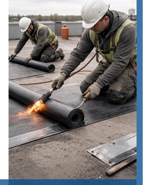 Монтаж наплавляемой кровли в Чусовой от 888 р. — ВЫСОТНИК-Чсв