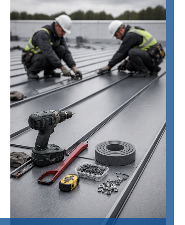 Монтаж фальцевой кровли в Чусовой от 1881 р. | ВЫСОТНИК-Чсв