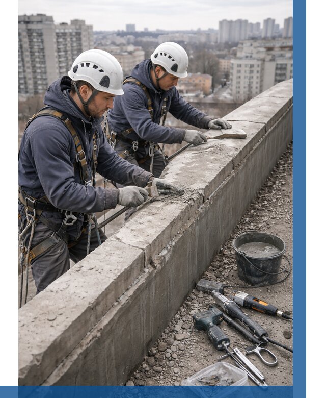 Ремонт парапета на кровле в Чусовой от 1567 р. | ВЫСОТНИК-Чсв