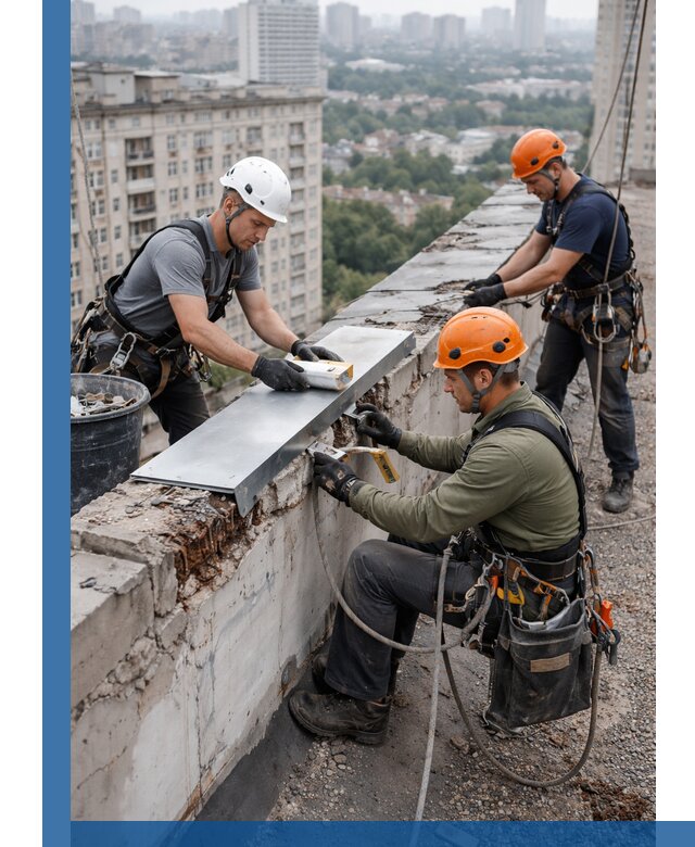 Ремонт парапета на кровле в Чусовой, высотные работы с гарантией