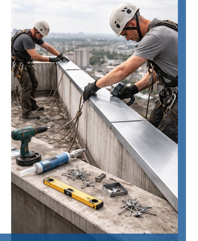 Монтаж парапетных крышек в Чусовой от 836 р. | ВЫСОТНИК-Чсв