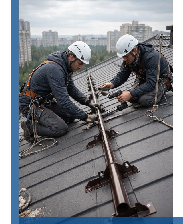 Монтаж снегозадержателей на кровле зданий в Чусовой под ключ
