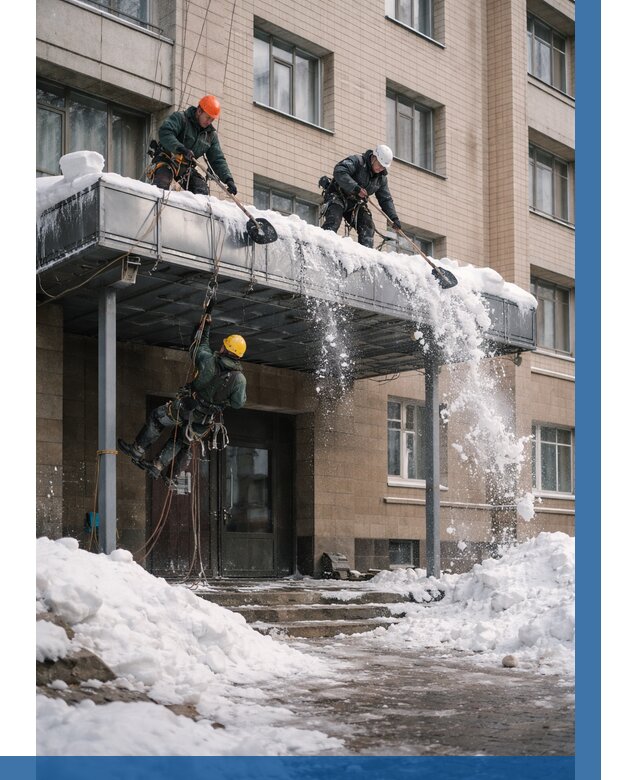 Очистка козырьков от снега в Чусовой от 3657 р. | ВЫСОТНИК-Чсв