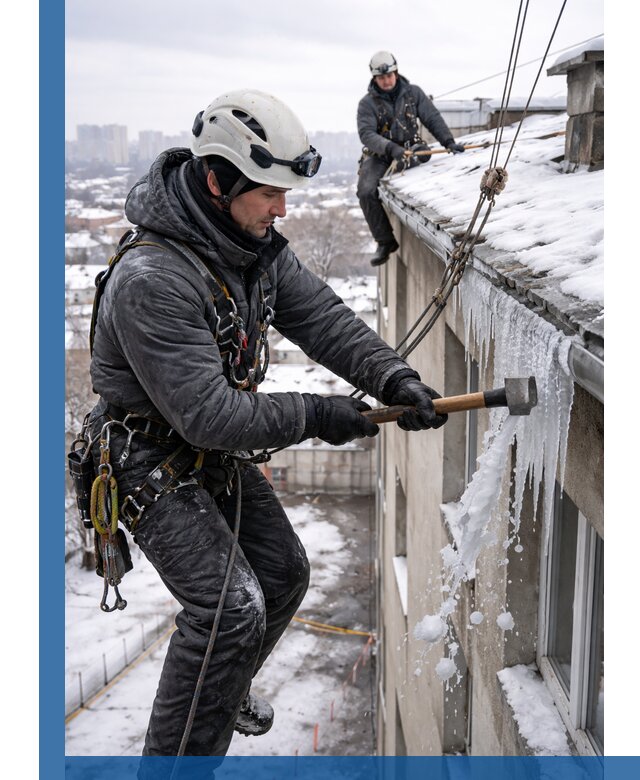 Сбивание и удаление сосулек с крыши в Чусовой безопасно