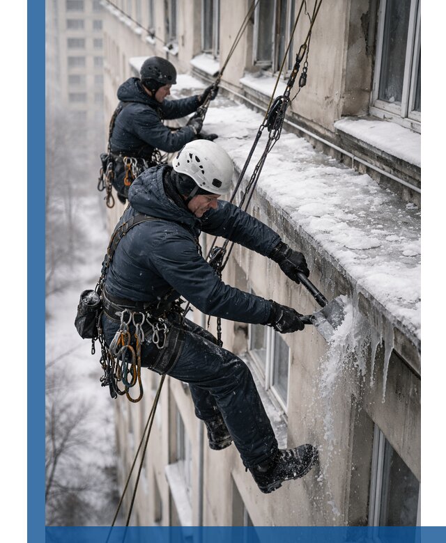 Удаление наледи и сосулек с карнизов в Чусовой профессионально