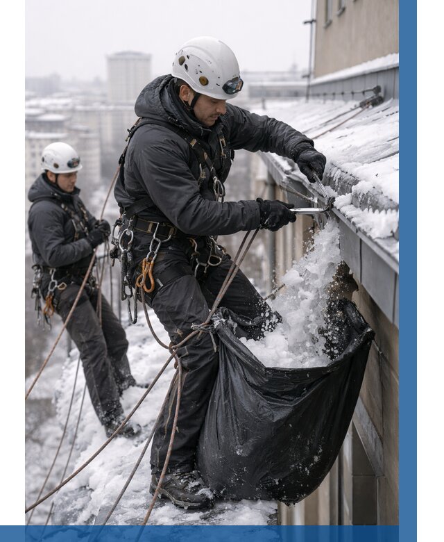 Аварийная очистка крыши в Чусовой под ключ от 313 р. | ВЫСОТНИК-Чсв