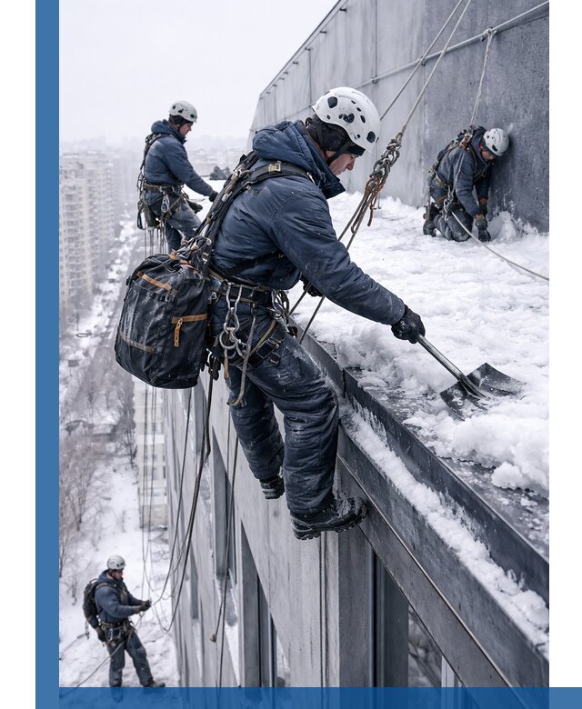 Абонентское обслуживание кровли зимой в Чусовой регулярный уход