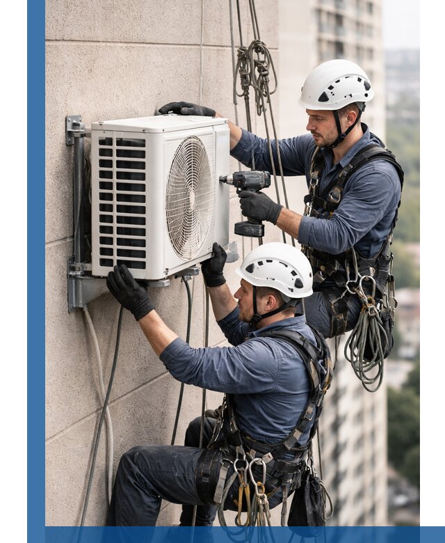 Монтаж внешнего блока кондиционера в Чусовой установка и крепление