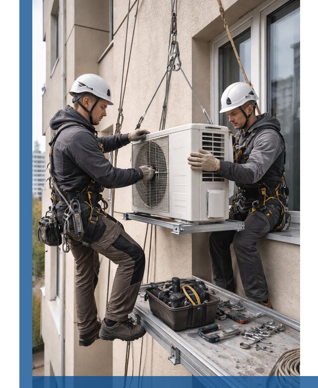 Перенос внешнего блока кондиционера в Чусовой с монтажом и крепежом