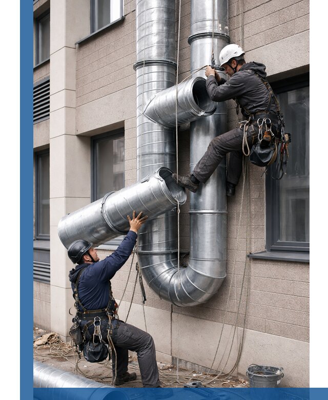 Монтаж фасадных воздуховодов в Чусовой с герметизацией и крепежом