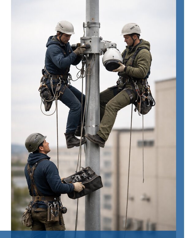 Установка видеокамер на мачте в Чусовой от 8881 р. | ВЫСОТНИК-Чсв