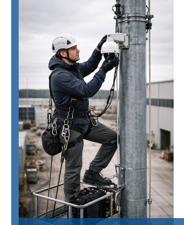 Профессиональная установка видеокамер на мачте в Чусовой