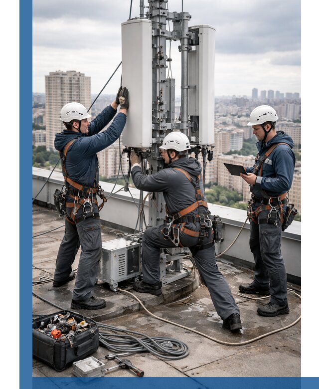 Монтаж антенн связи на крыше в Чусовой с вводом в эксплуатацию