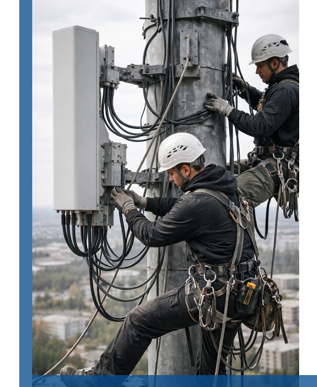 Монтаж оборудования связи на мачте в Чусовой с пусконаладкой