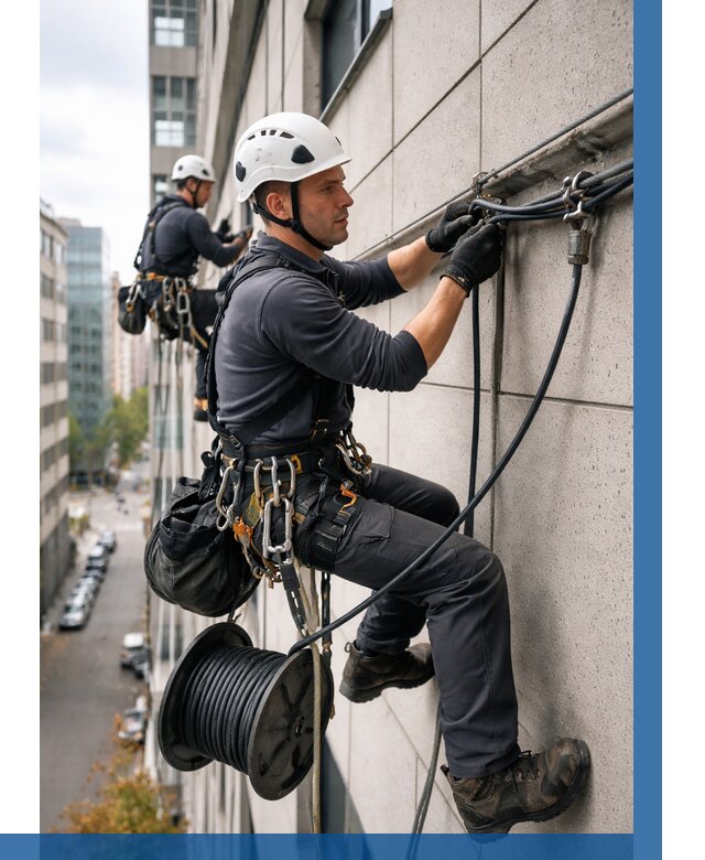 Прокладка кабеля по фасаду в Чусовой от 366 р. | ВЫСОТНИК-Чсв