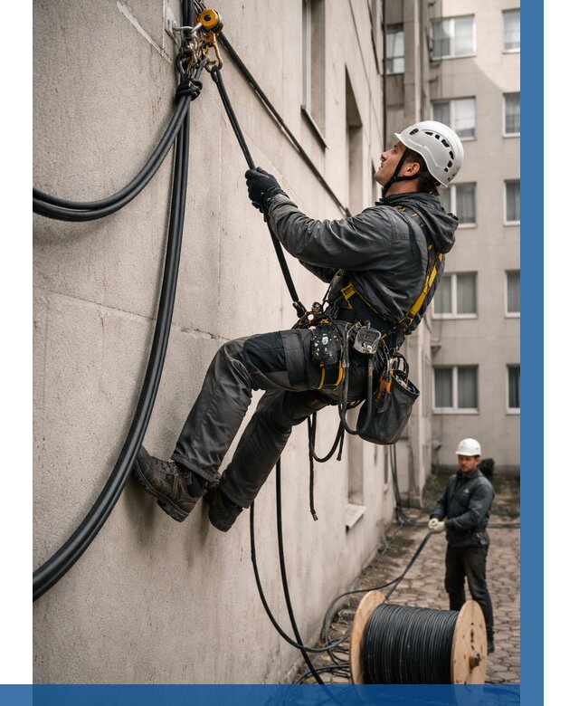 Протяжка кабеля питания на высоте в Чусовой от 470 р. | ВЫСОТНИК-Чсв