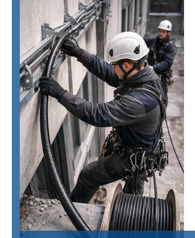 Протяжка кабеля питания на высоте в Чусовой с гарантией безопасности и качества