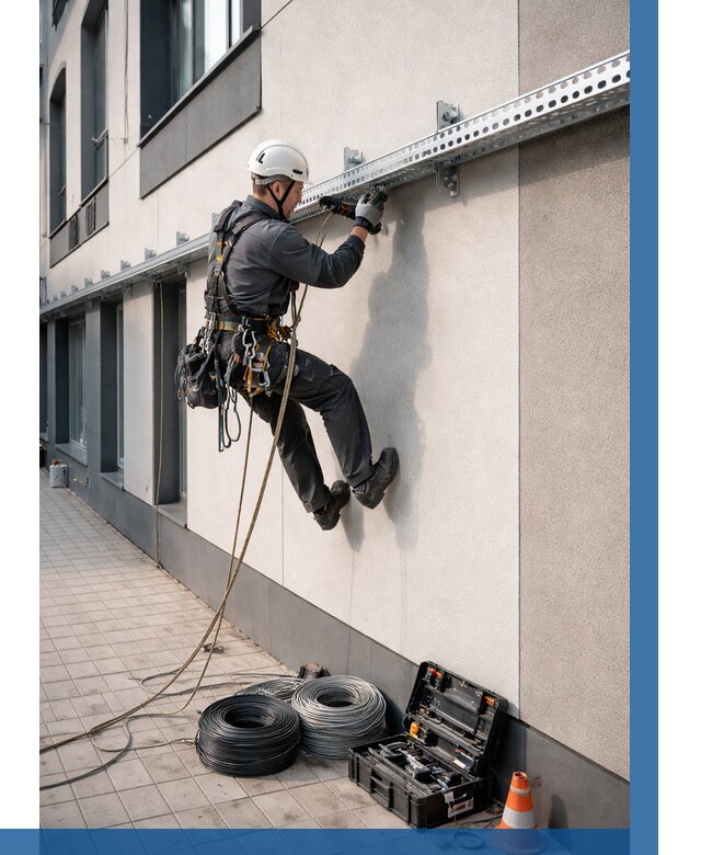 Монтаж кабельных лотков на фасаде в Чусовой от 1254 р. | ВЫСОТНИК-Чсв