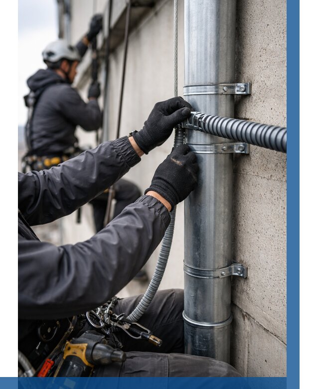 Монтаж гофры для кабеля в Чусовой от 313 р. | ВЫСОТНИК-Чсв